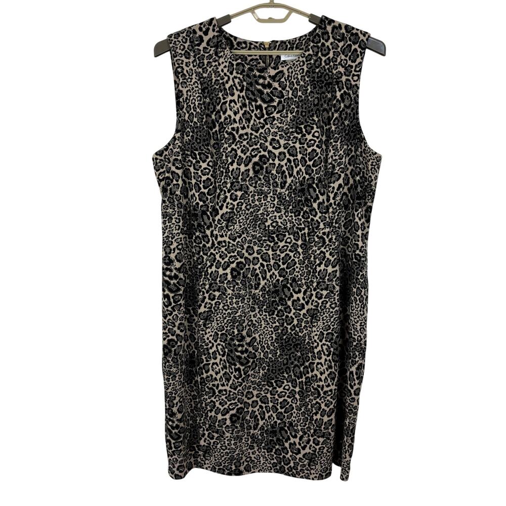 Calvin Klein Leopard Print Sheath Dress 22W sleeveless career cocktail